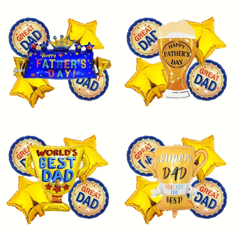1 Juego de globos grandes de aluminio con trofeo del mejor papá, globos trofeos del Día del Padre español, decoraciones para fiesta del Día del Padre, regalos favoritos para papá