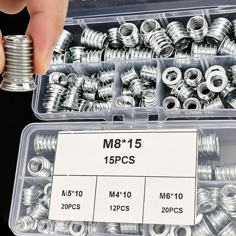 62pcs Carbon Steel Hexagon Socket Nut Hex Socket Embedded Insert Hardware Table Desk Chair Bed Furniture Nuts Fastener