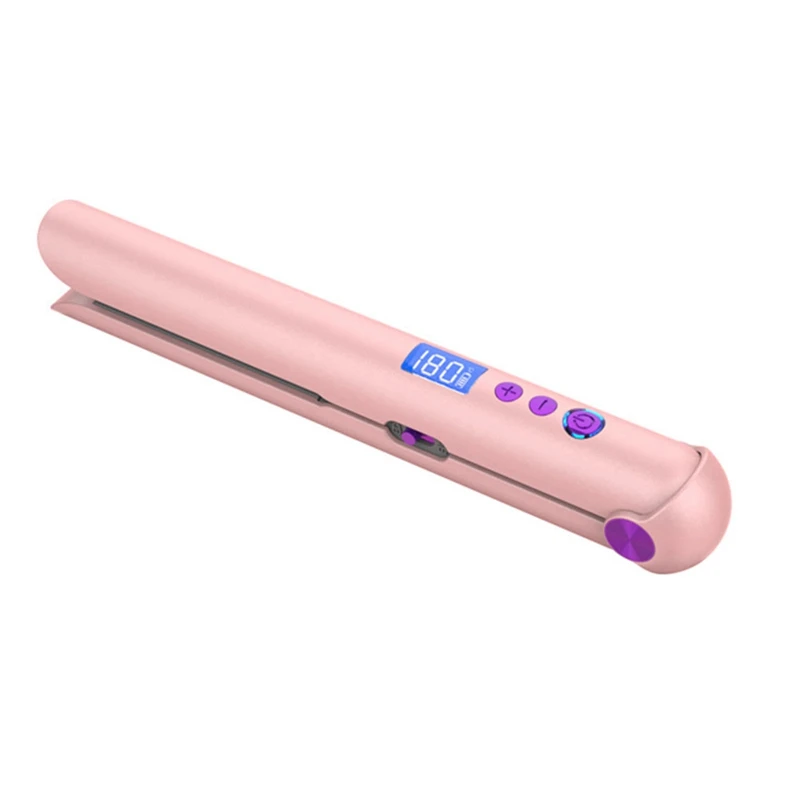 Portable USB Rechargeable Hair Straightener And Curler With Power Bank Travel Flat Hair Wand Wireless Straightening