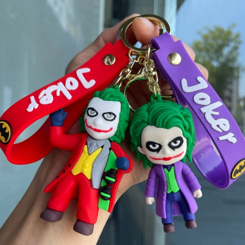 Joker Batman Catwoman Q Version Keychain Cartoon Anime Figure Image Doll Keyring Ornament Key Chain Car Bag Pendant Kids Gift