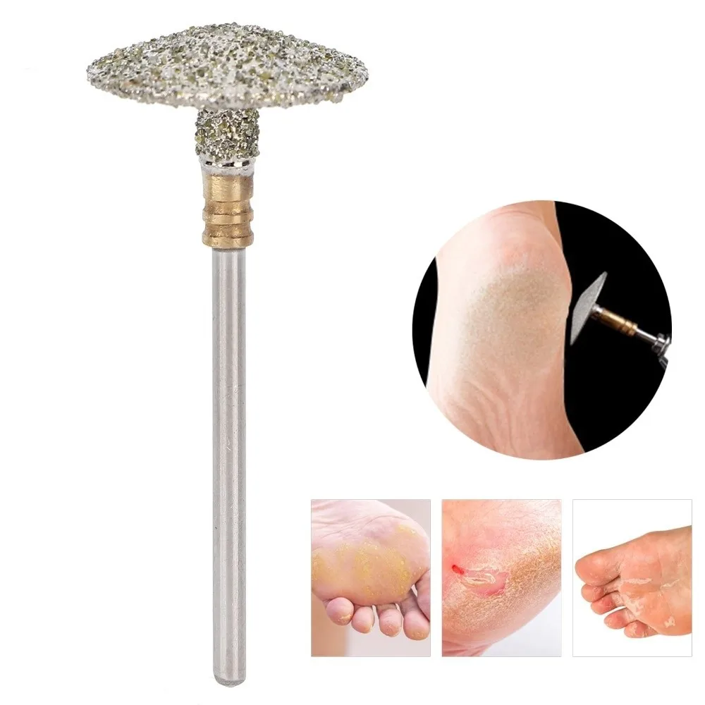 Stainless Steel Pedicure Nail Drill Bit Diamond Carbide Professional Grade Toenail Polishing Grinding Head Umbrella Medium Grit