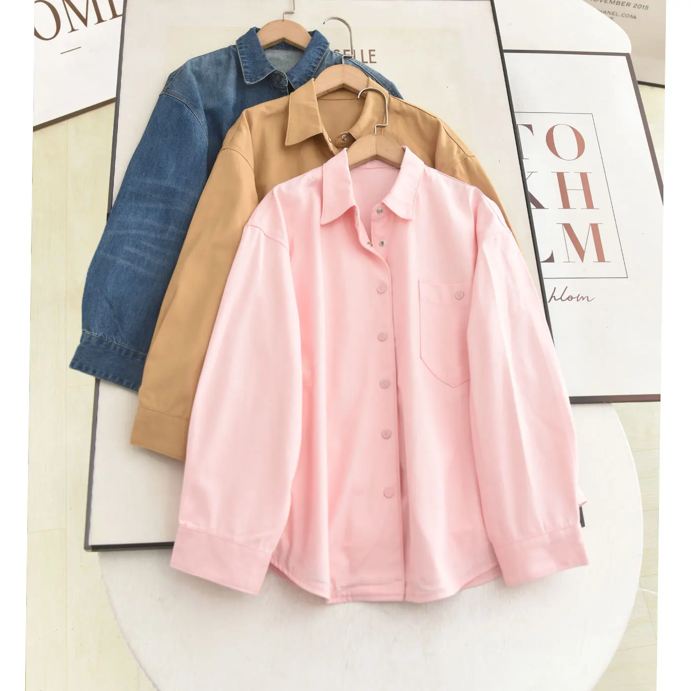 

Casual Collar irt Jaet Women Long Sve Loose Slimming High-End Feeling Leisure Coat Top