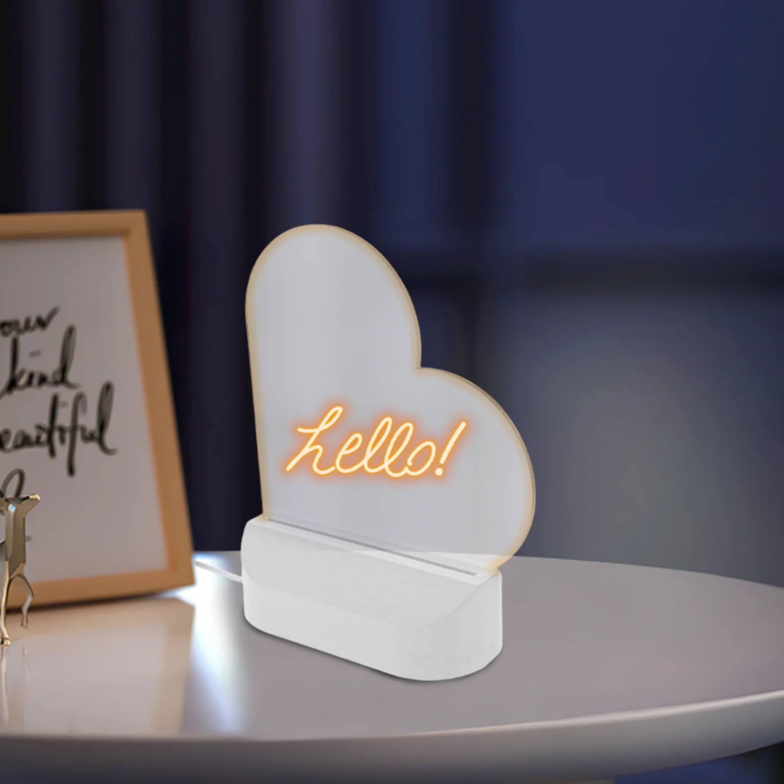 1Set LED Bacheca in acrilico a forma di cuore Glow Writing Tablet Cancellabile Luce notturna Memo Board Desktop portatile per adulti