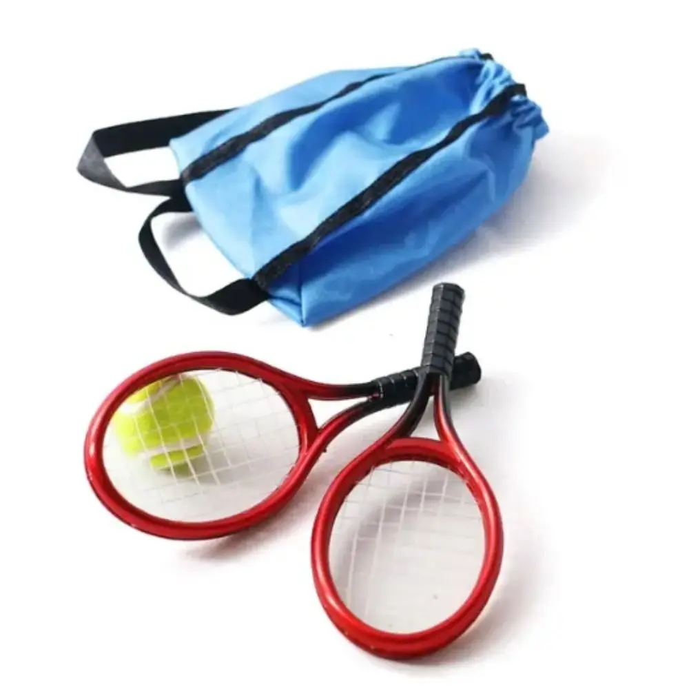 Mini kit di racchette da Tennis per bambole 1/6/1/12 accessori per casa delle bambole per casa delle bambole fai da te Tennis simulazione accessori fai da te