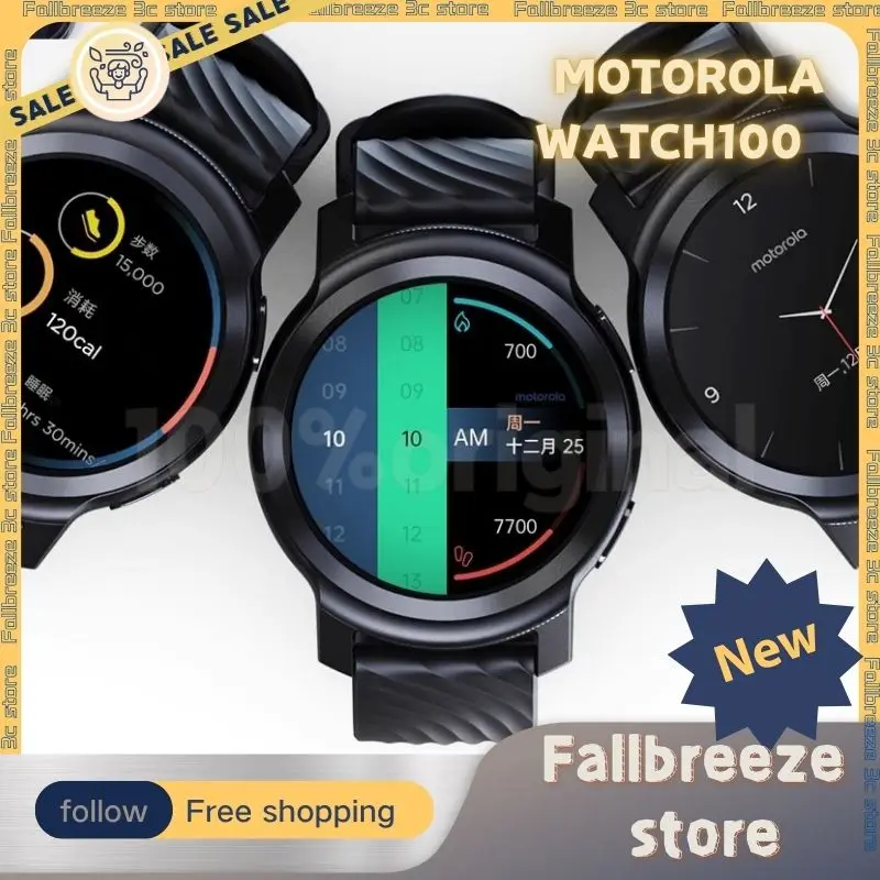 Motorola Moto Watch100 Smart Watch Sports Heart Rate Blood Oxygen Gps Track Smart Watch Bluetooth Waterproof Watches Custom Gift