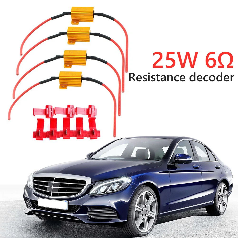 1 Pair Anti-Flashing Resistance Decoder 6ohm 25W LED Decoder Load Resistors Waterproof for LED Bulb Fast Flash Turn Signal Blink