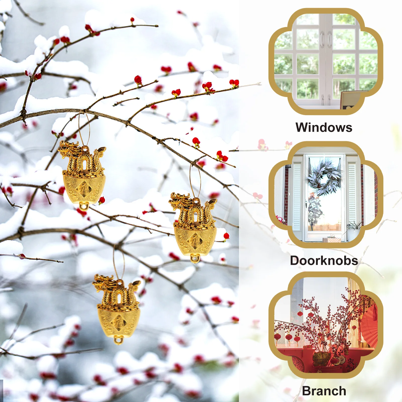 

10pcs Chinese Style Bonsai Hanging Pendants New Year Dragon Ornament Wall Home Car Interior Decorative Pendant Festival Spring