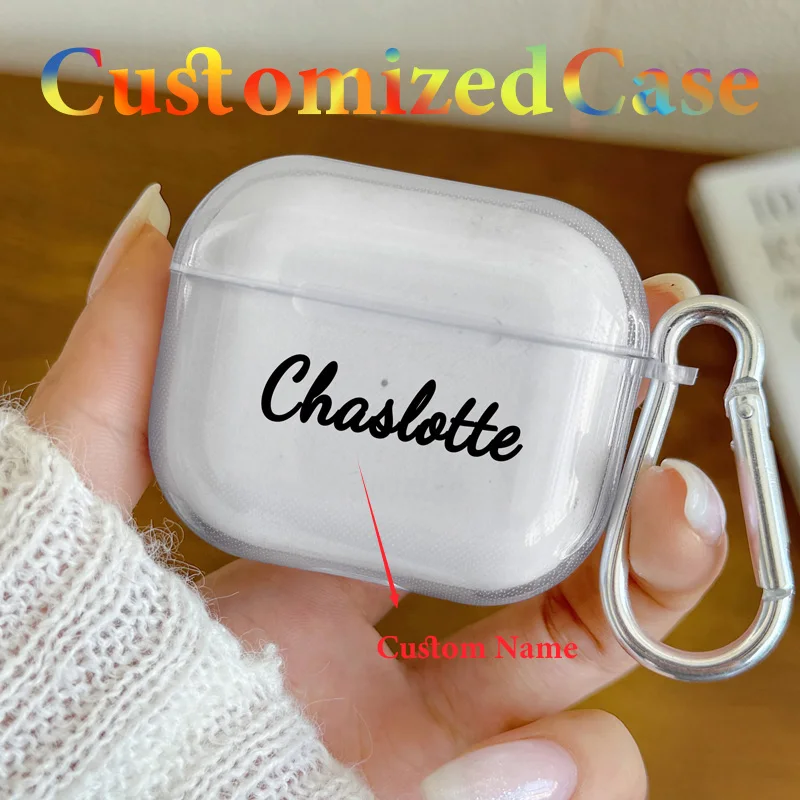 

For AirPods Pro3 2nd Cases Custom Personalized Name Soft Silicone Cover For AirPods 4 3 2 1 Earphone Cover