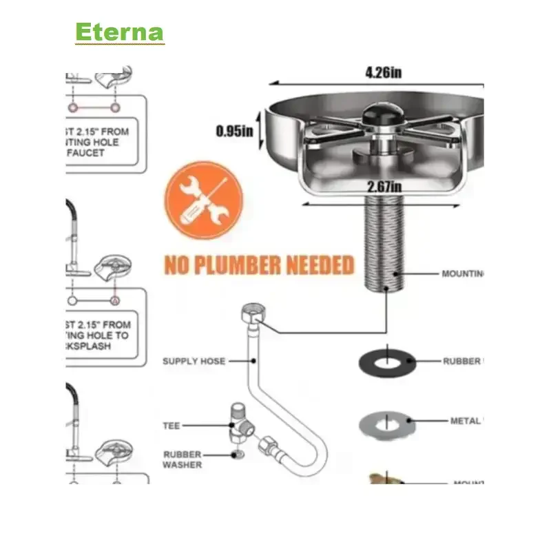 Stainless Steel Glass Rinser High-Pressure Cup Washer Sink Washer Glass Cup Bottle Washer Kitchen Sink Accessories