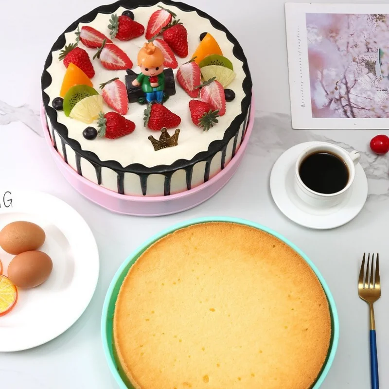 Picture 4: 6/8/10 Inch Reusable Non‑stick Baking Mold Round Silicone Cake Pan  For Muffin Cupcake Layer Cheese Rainbow Cake Baking Tool