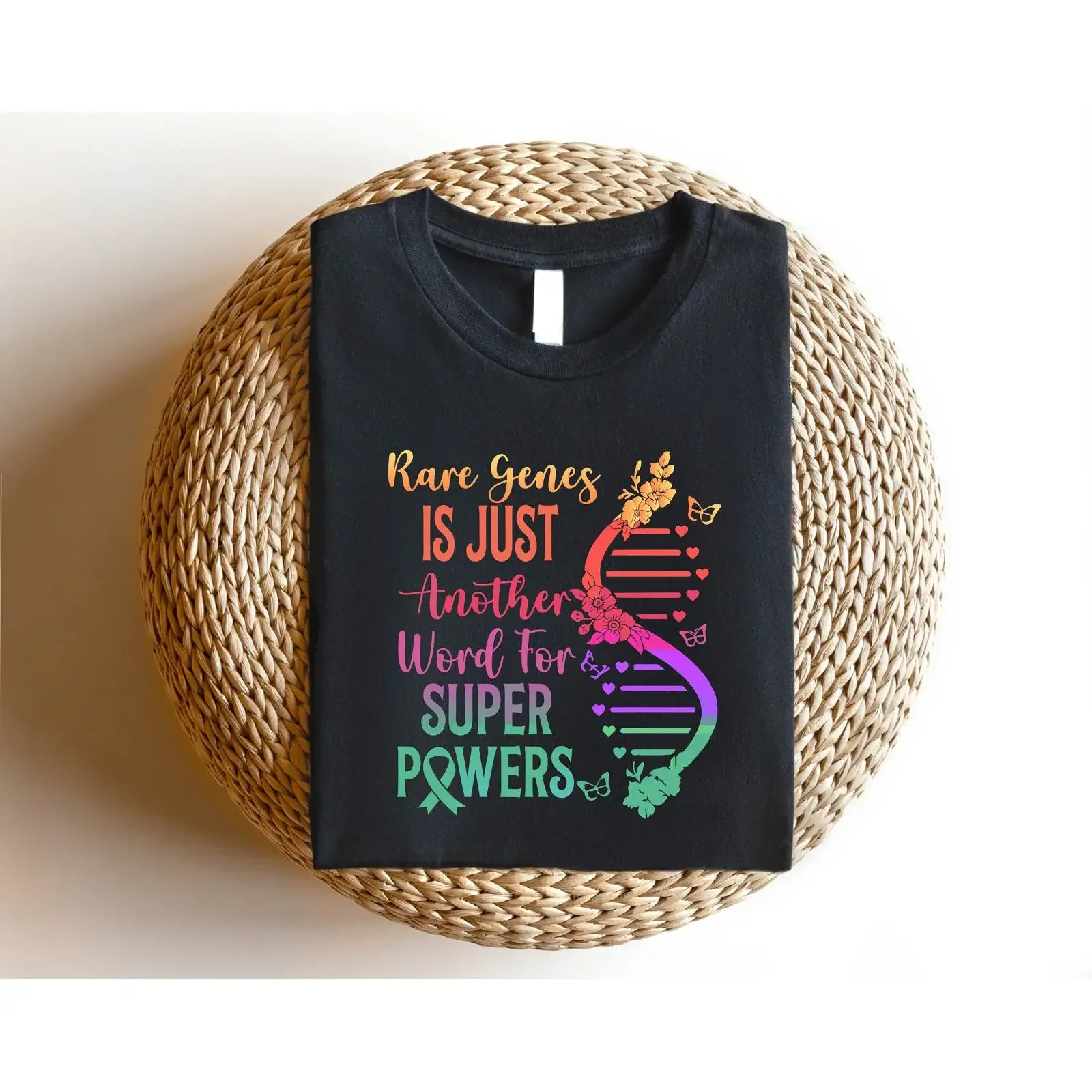 Rare Genes Is Just Another Word For Super Powers T Shirt Disease Awareness Invisible Illness DNA  vintage Washed streetwear