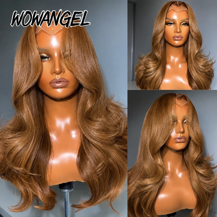 WOWANGEL 250 Dichte 13x6 HD Lace Frontal Perücke Honigblond Body Wave Echthaarperücke Vorgezupfter Natürlicher Haaransatz Kleberlose Perücke – Detail 6