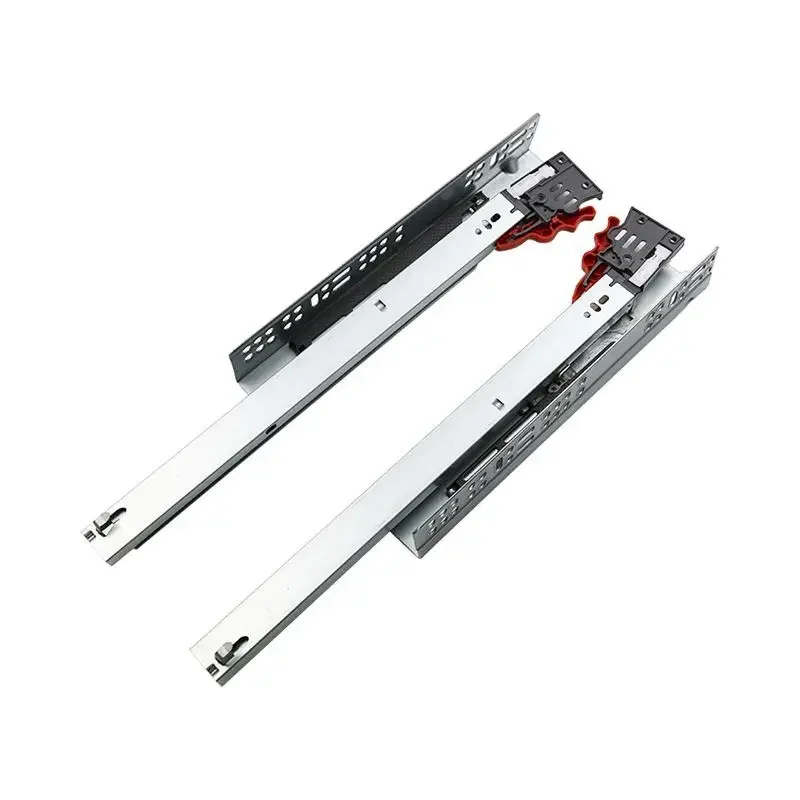 Soft-Close Drawer Slides – 3-Section Undermount Hidden Rails Bottom-secured Concealed Track Buffer Damping  Rail with Pressing