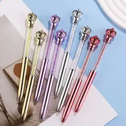 10Pcs/Lot Cute Crystal Crown Ballpoint Pen Blue Black Ink Office Signature Pens for Writing Student School Supplies Stationery