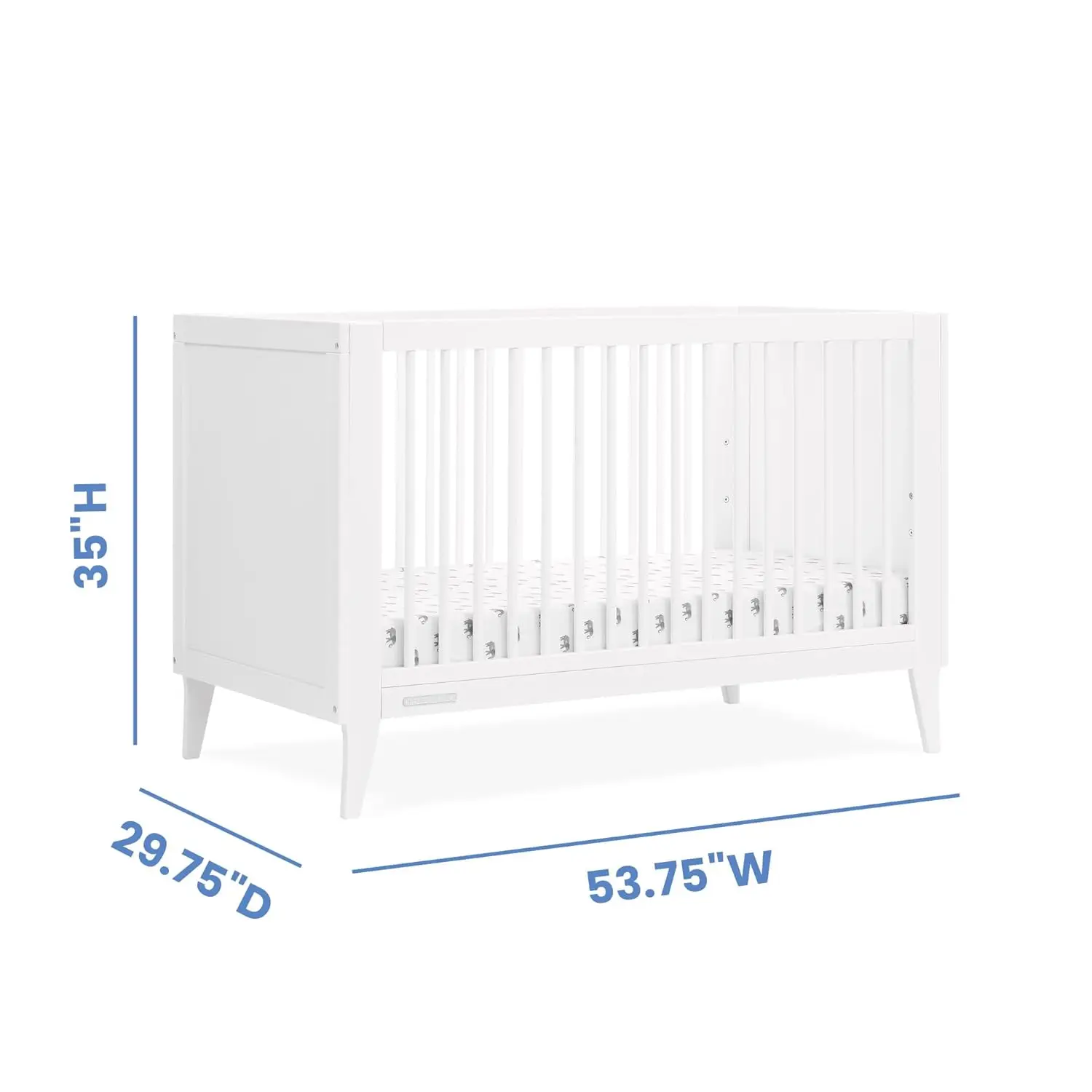 Delta Children Ollie 4-in-1 Convertible Crib - Greenguard Gold Certified, Bianca White