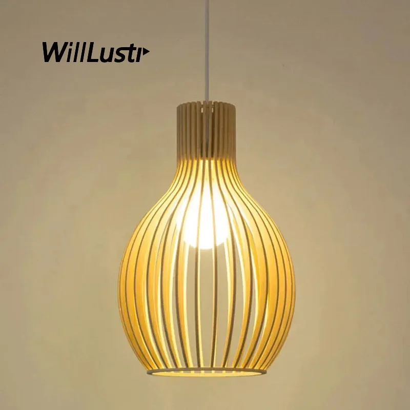 

Onion Bamboo Cage Pendant Lamp Wood Hanging Suspension Lighting Hotel Restaurant Bedroom Handmade Ceiling Chandelier