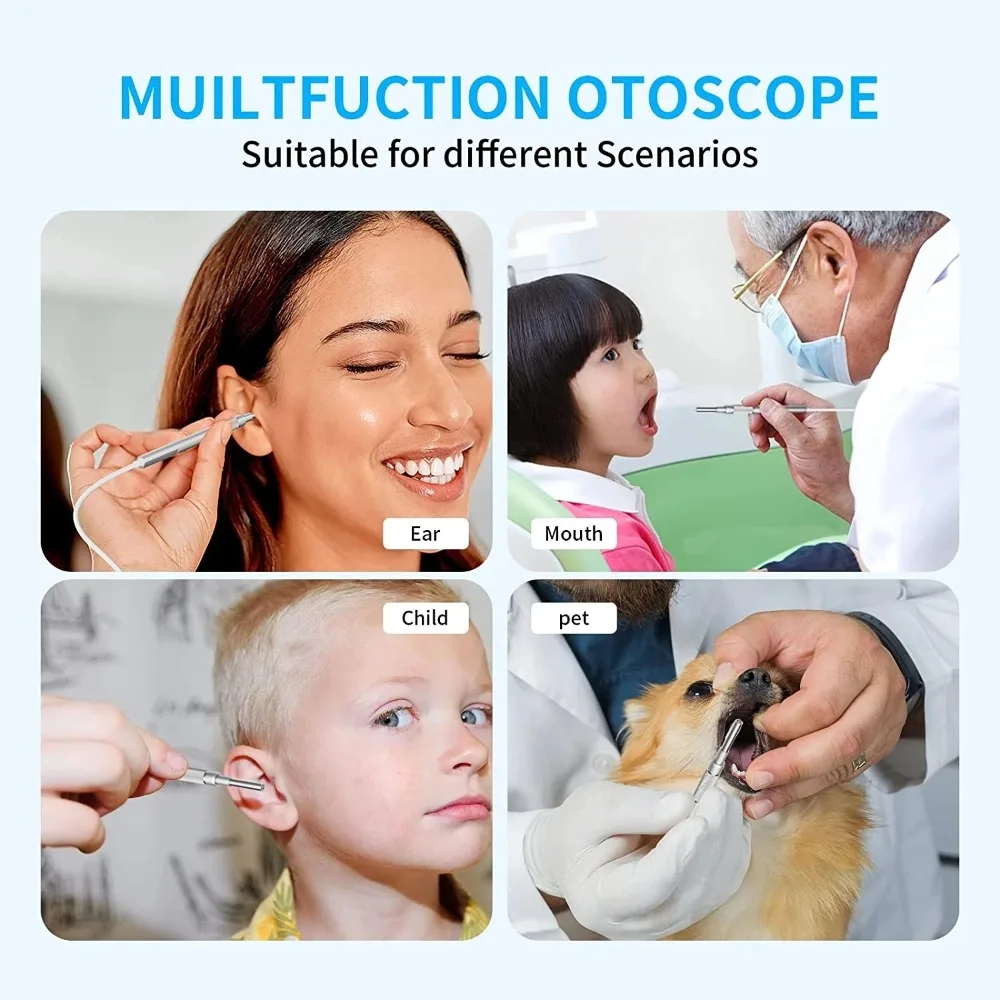 3.9mm IPS Color Screen Smart Digital Video Otoscope 1080P HD Lens with Ear Inspection Camera 6 LED IP67 Endoscope