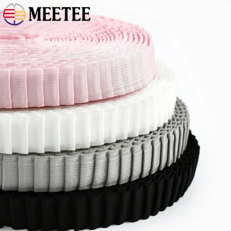 

10Meter 13mm Pleated Elastic Band Underwear Strap Pants Belt Rubber Bands Skirt Shoes Socks Decor Sretch Tape Sewing Accessories