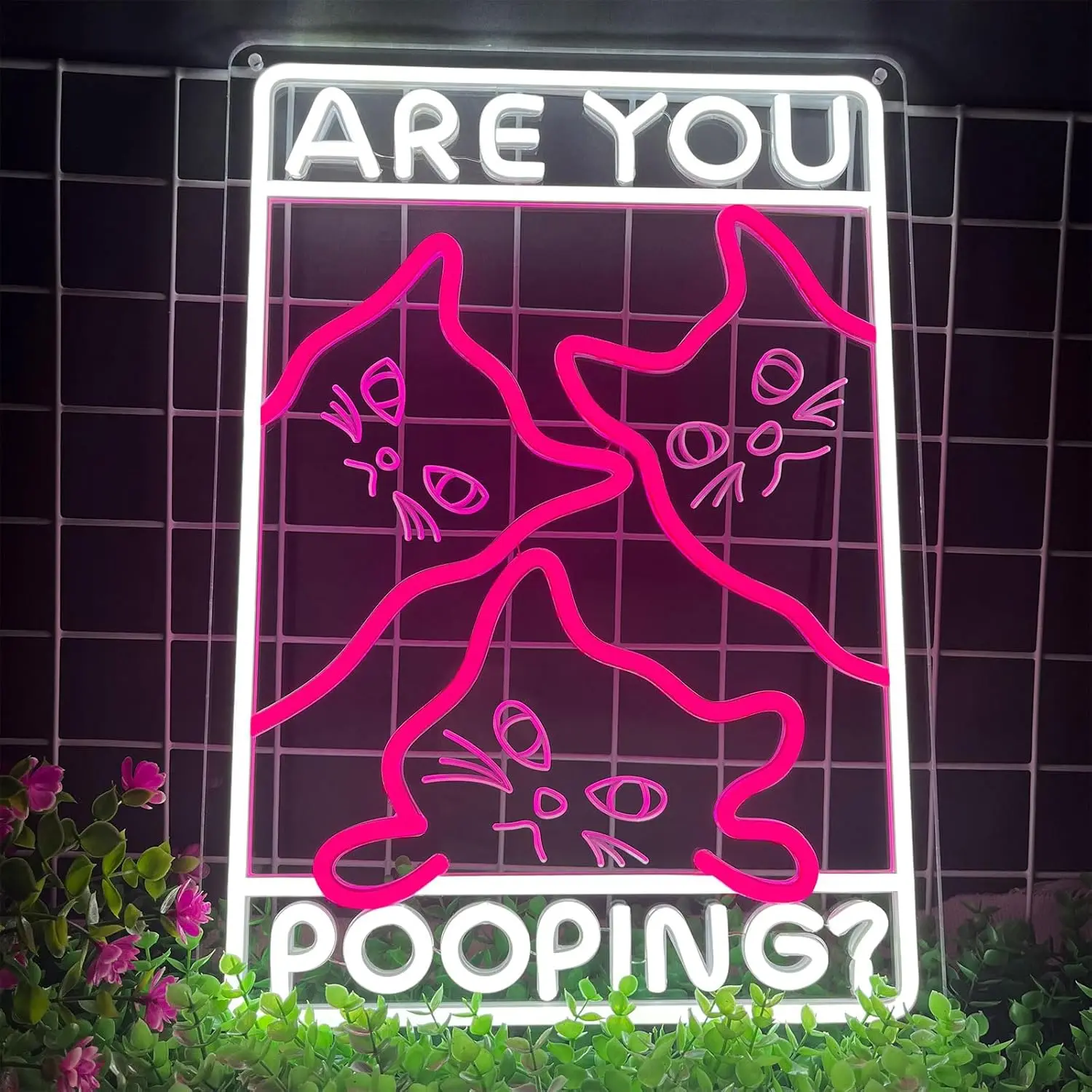 Are You Pooping Neon Light Dimmable LED Wall Decor Funny Cat Bathroom Sign USB Power Lounge Restroom Toilet Home Humor Art Gift
