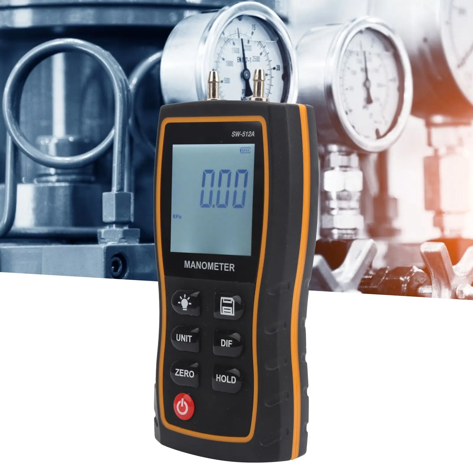 SW512C Digital Pressure Tester Handheld, Backlit LCD Screen, 1/8
