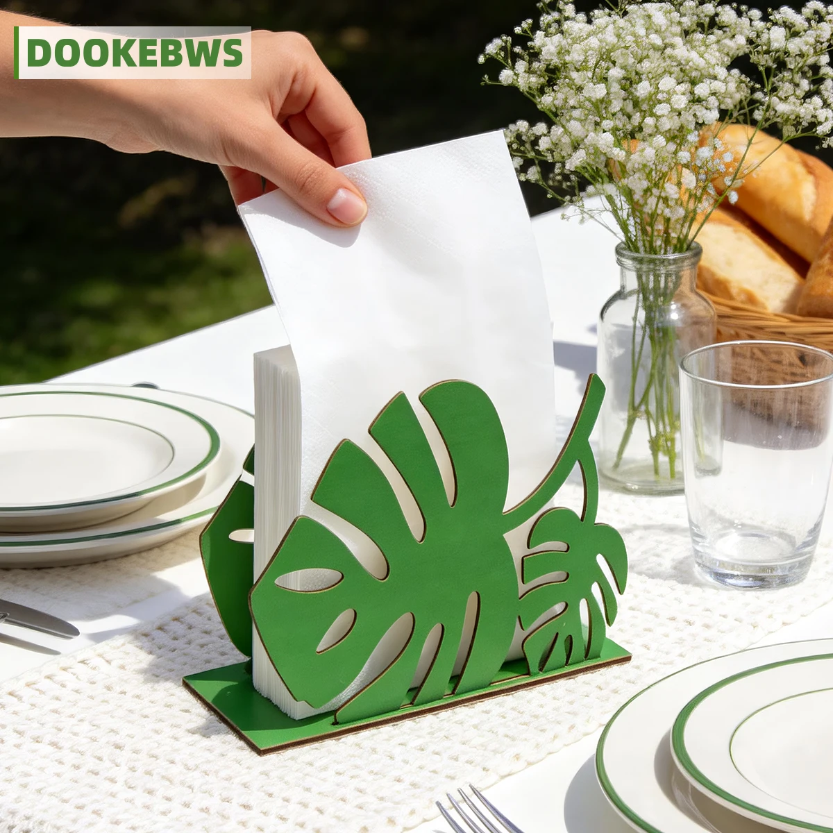Caja de pañuelos de madera con diseño artístico creativo, estilo hoja de palma, hueca, para escritorio. Se pueden usar como decoraciones para realzar la belleza del hogar. Adecuado para fiestas, celebraciones, decoraciones de mesa, decoraciones de cumplea