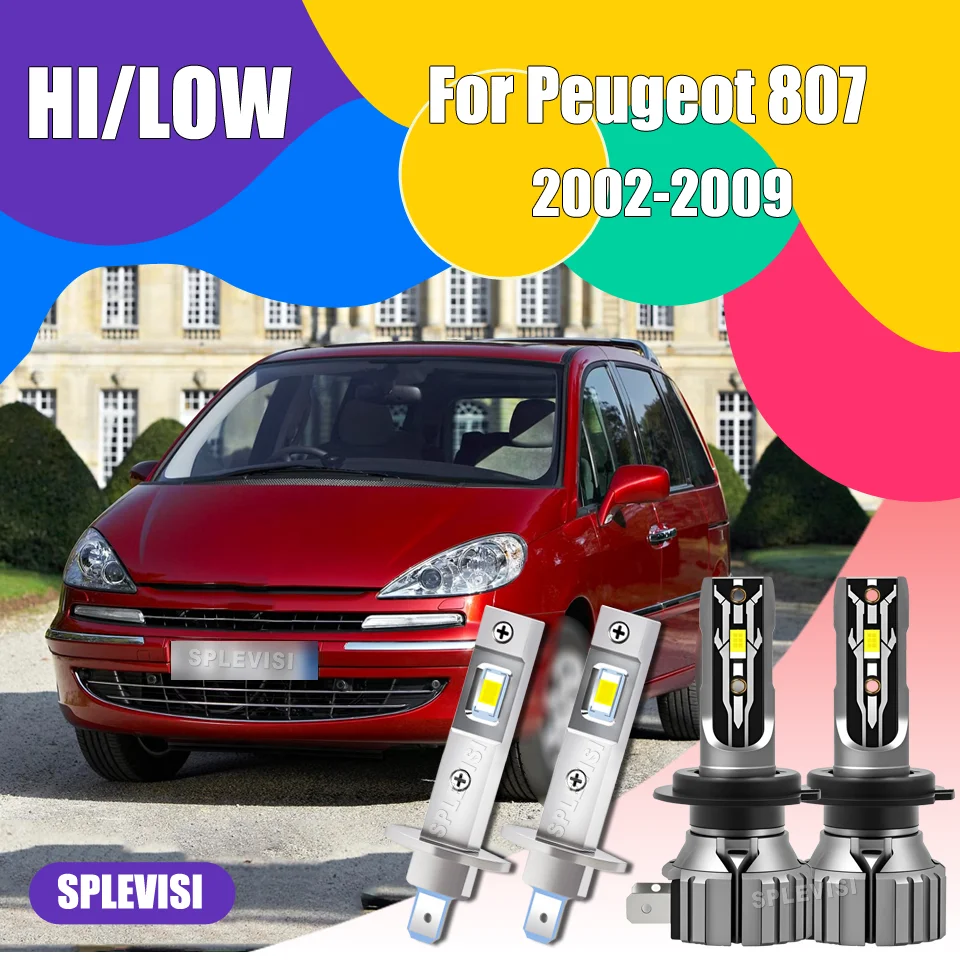 

IP68 H1 H7 LED Headlights High Low Beam Aluminum heat dissipation shell For Peugeot 807 2002 2003 2004 2005 2006 2007 2008 2009