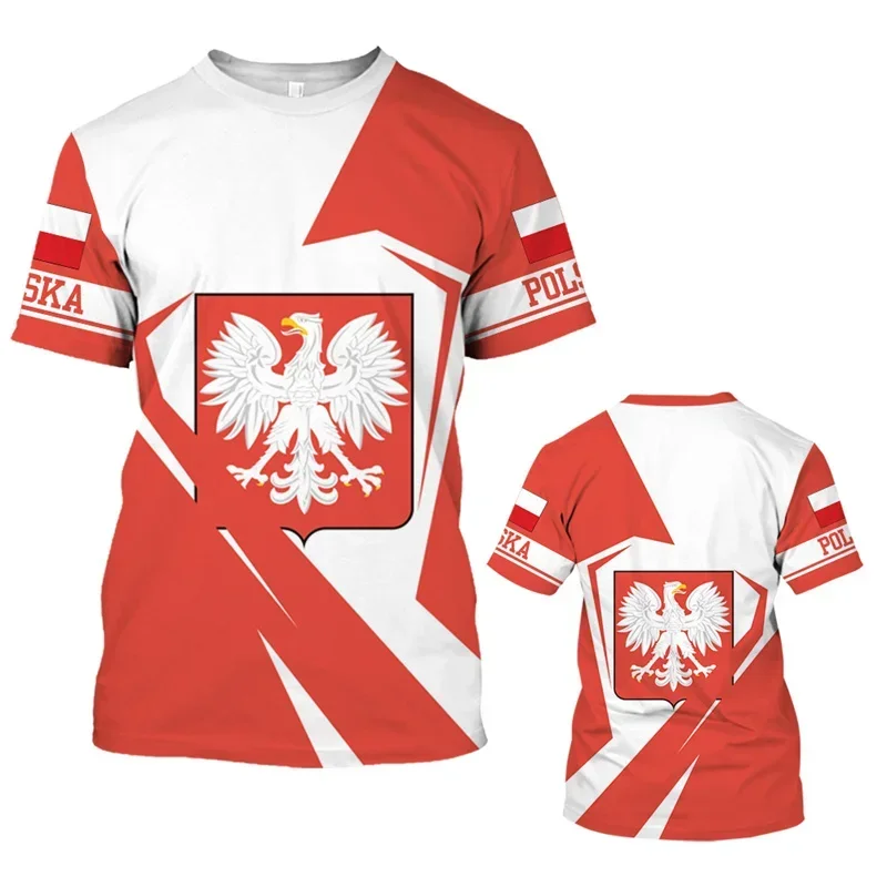 Polish Flag T-shirt 3D Printed Men's and Women's Running Bike Sweatshirts Casual Tops Mesh Fabric Material T-shirt