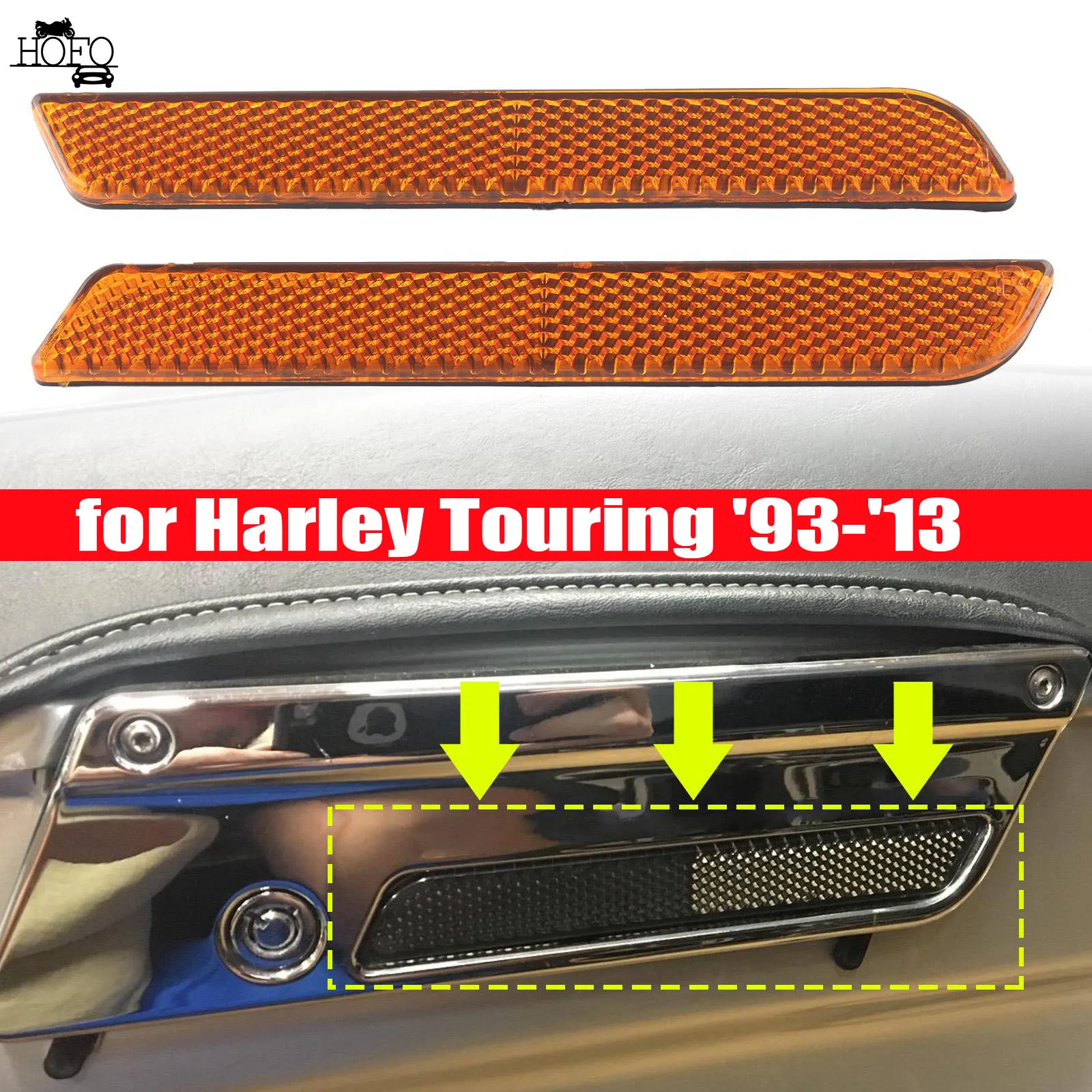 

2Pcs Motorcycle Front Fork Reflector Sticker Lower Legs Slider Saddlebag Latch Cover Safety Warning for Harley Touring 1993-2013