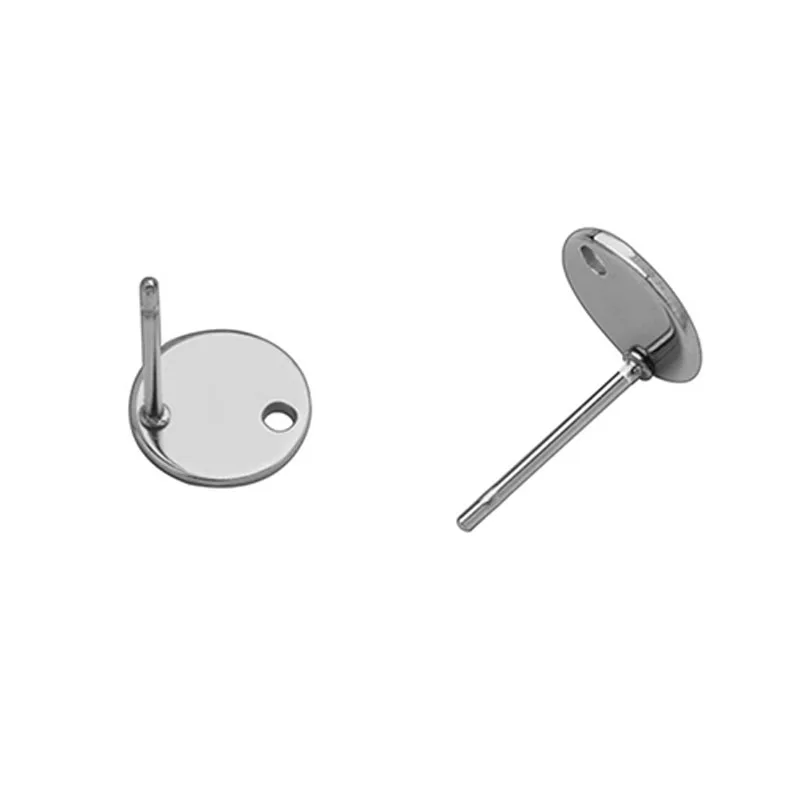 20pcs 8/10/12mm 316L Stainless Steel Earring Studs Blank Flat Round Tray Base Ear With A Hole DIY Jewelry Making Findings