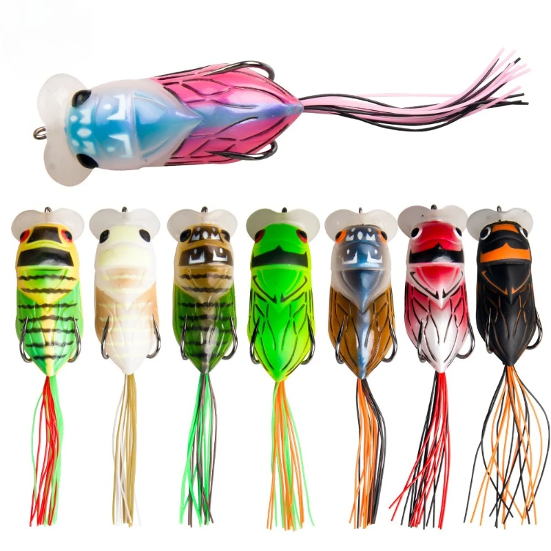 

2pcs New Product Simulation Cicada ShapedThunder Frog12.6gWave Crawling Double Hook with Soft Tail BlackThunder StrongRoada Bait