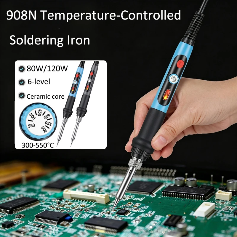 110v/220V Soldering Iron 300–550°C Adjustable temperature range Ceramic heating element Rapid heating for Electronic repair
