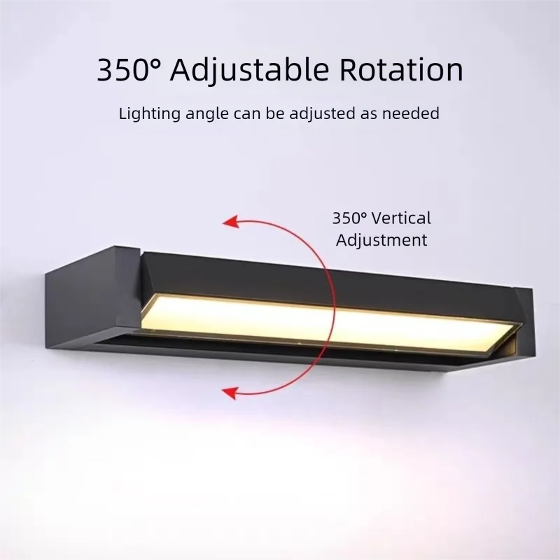 

Modern Wall Light 350° Rotatable, Minimalist Rectangle LED Wall Sconce, Adjustable Reading Light Living Room, Wall Lamp Deco