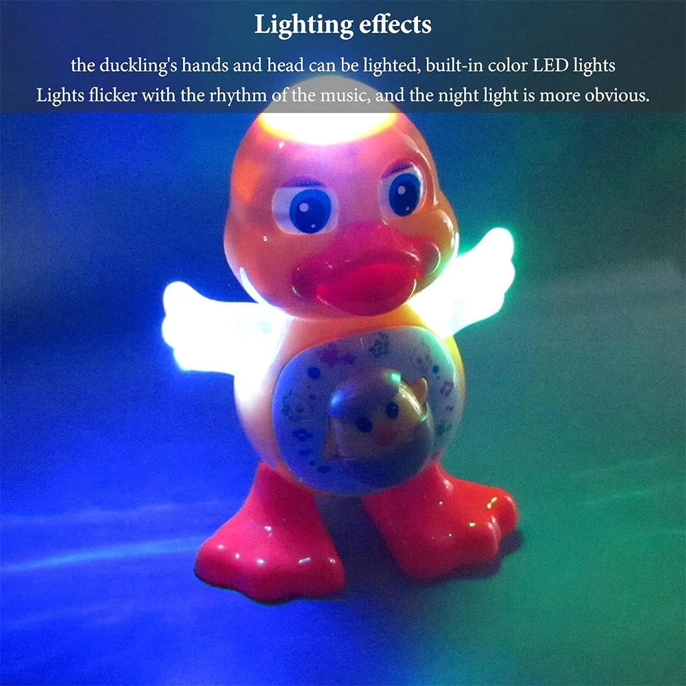 Pato de baile eléctrico LED con luces musicales, funciona con pilas, juguetes de pato de dibujos animados para cantar y bailar, regalos de cumpleaños para niños y niñas