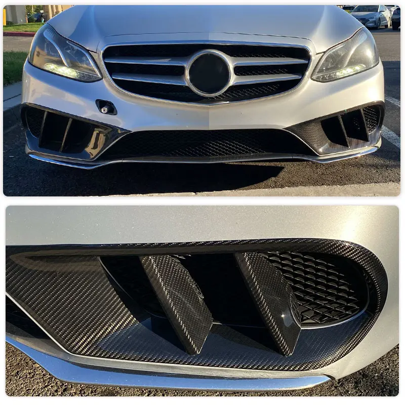 Carbon Fiber Front Bumper Air Vent Cover Trims for Merecedes-Benz E Class W212 E350 4-Door 2014-2016 Car Front Fog Lamp Covers