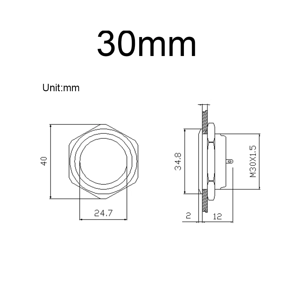 

30mm 12v flat head light touch button without light, quantity 20