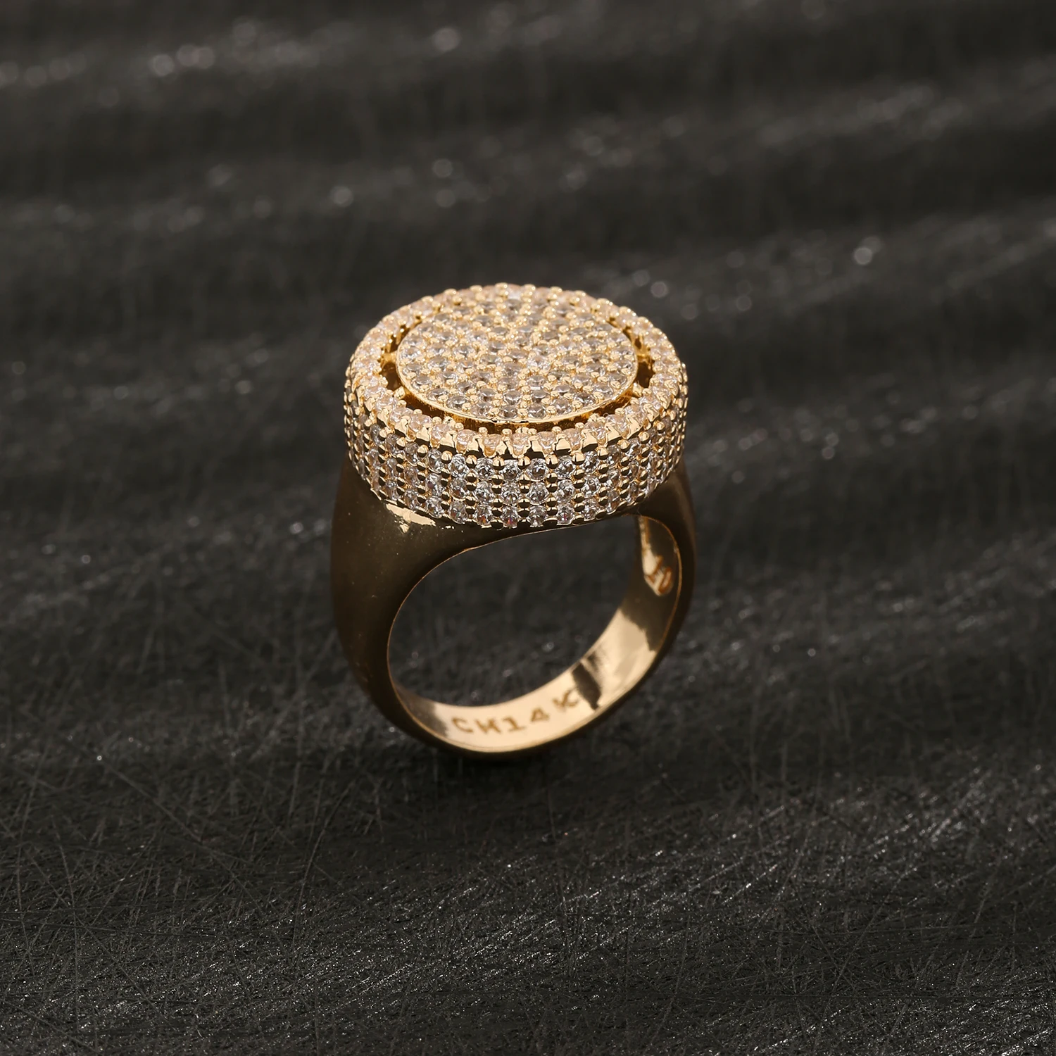 Rectangular Cuban Ring Set with Cubic Zirconia, Suitable for High-End Business Occasions, Elegant Men's Ring