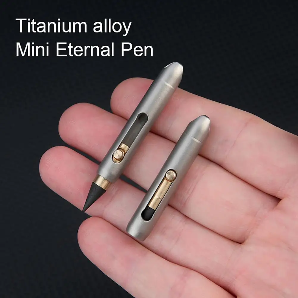 Eternal Pen Mini Titanium Alloy 2 Ballpoint Pen and Pencil in One Replaceable EDC Refill and Pencil Tip Smooth Writing Tool
