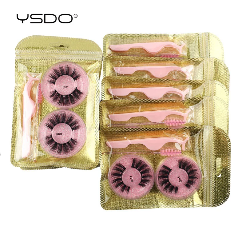 Ysdo 4/10/Paar Nerz Wimpern und Pinzette Set Großhandel 3D Nerz Wimpern natürliche lange falsche Wimpern Bulk Make-up Cilios