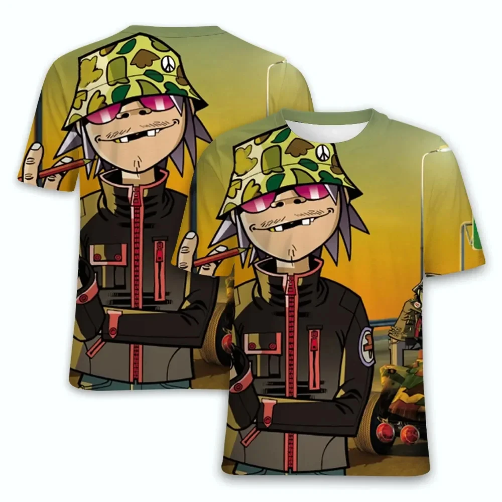 New Hot Virtual Rock Band Gorillaz Print T-shirt 3D Summer Men\'s Street Hip-hop Tee shirt Fashion Youth Popular Short Sleeve Top