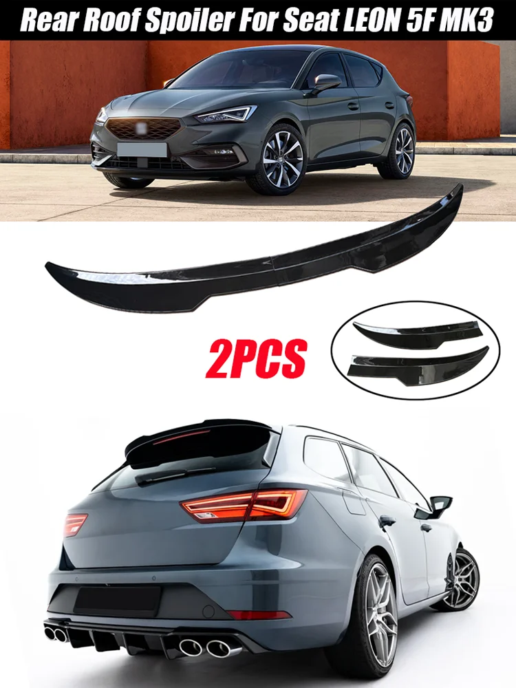 2 szt. 99cm Spoiler na dach samochodu do Seat LEON 1P 5F MK3 ABS Dekoracja tylnego skrzydła do ST Cupra TGI / FR Hatchback Uniwersalny Błyszczący Czarny — 2