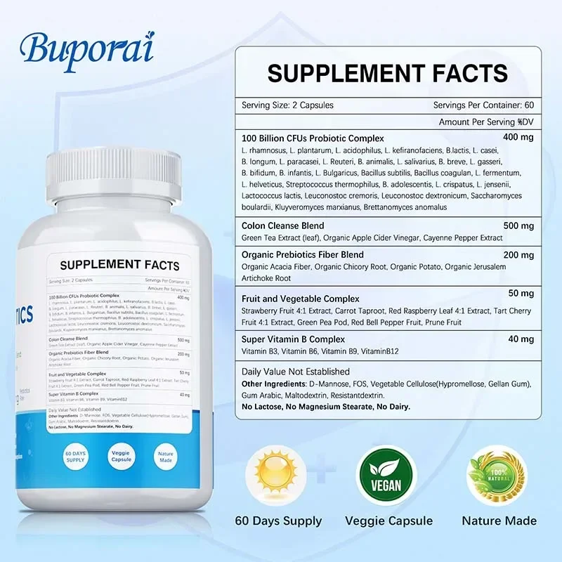 5-in-1 Probiotics - Contains Prebiotics and Enzymes To Support Urinary Tract Health, Improve Digestion and Boost Immunity