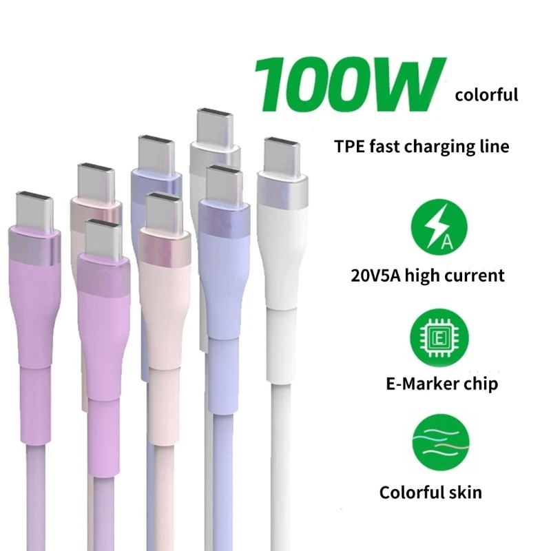 Fast Speed USB C to USB C Charging Cable 20V 5A 100W Type C Power Delivery Cable for Smartphones Tablets Laptops