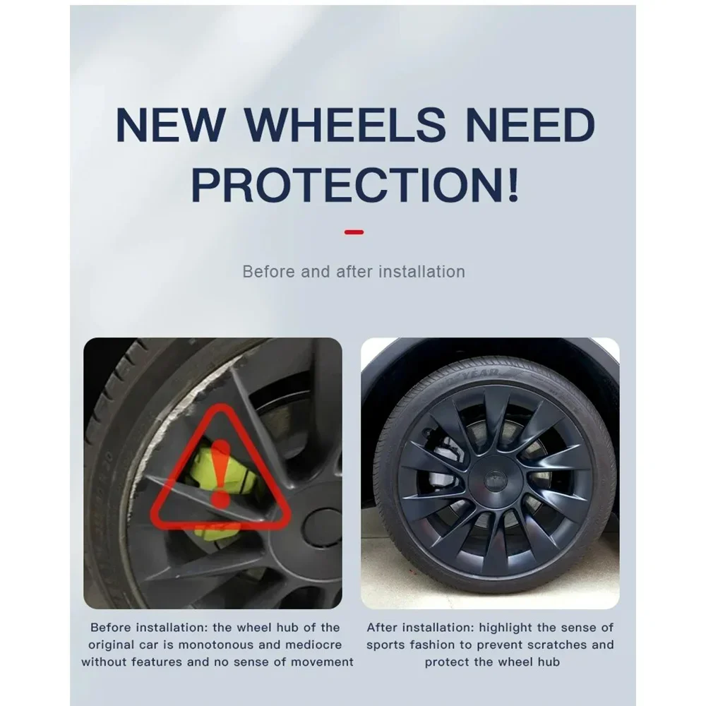 2024 Model Y Wheel Cover Rim Patch For Tesla 2021-2023 21 Inch Uberturbine Hub Cap Protectors ABS Rim Protector Accessories