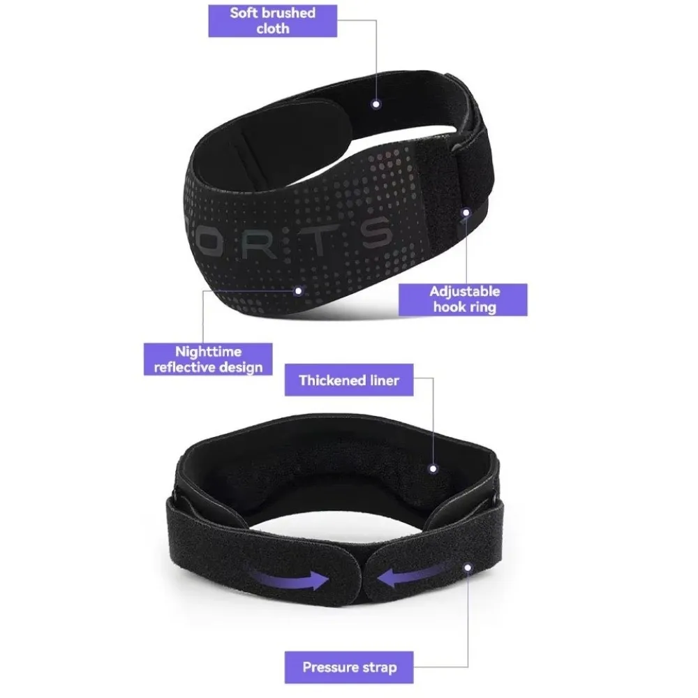 Patella Protector Sports Patella Brace Non-Slip Shock-absorbing Knee Support Pad Adjustable Strap Reflective Knee Strap Sports