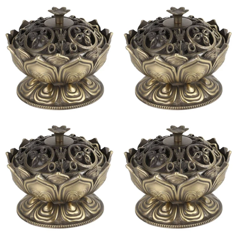 

New-4X Buddha Incense Burner Lotus Flower Incense Holder Handmade Censer For Buddhist Home Office Decoration