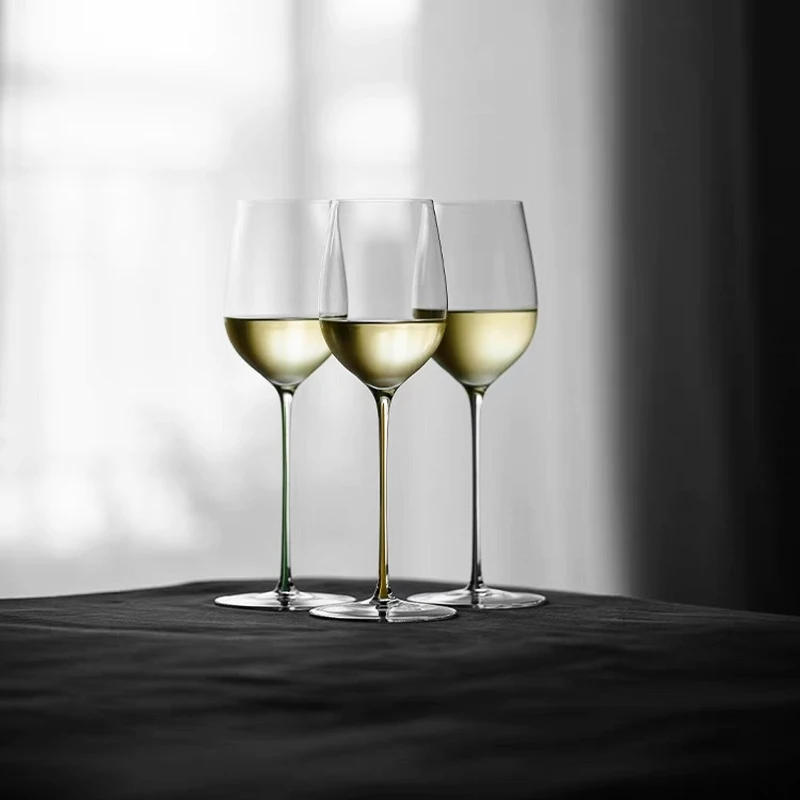 JINYOUJIA Colour Handle Montrachet Chardonnay Wine Glass Handmade Extremely Thin Masterly Craft Perfect Flawless Goblet