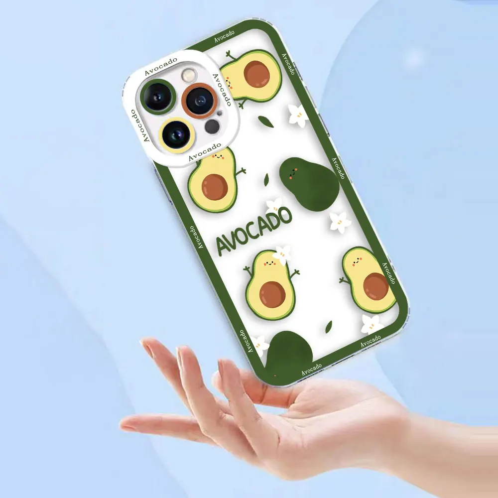 Cover Clear Case For OPPO A98 A96 A95 A94 A78 A74 A73 A58 A57 A55 A54 A31 A17 A16 A16E A15 A9 Case Cartoon Cute Fruits Avocado