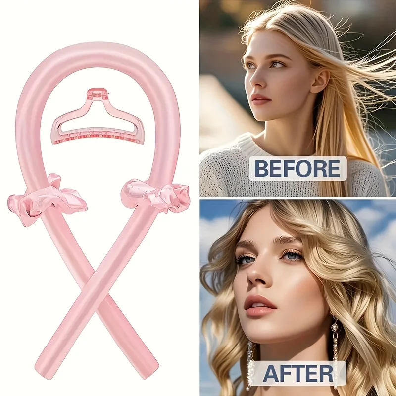 1 piece of heatless curling stick with headband, suitable for curling at night, foam curling tube, mild and effective hair care