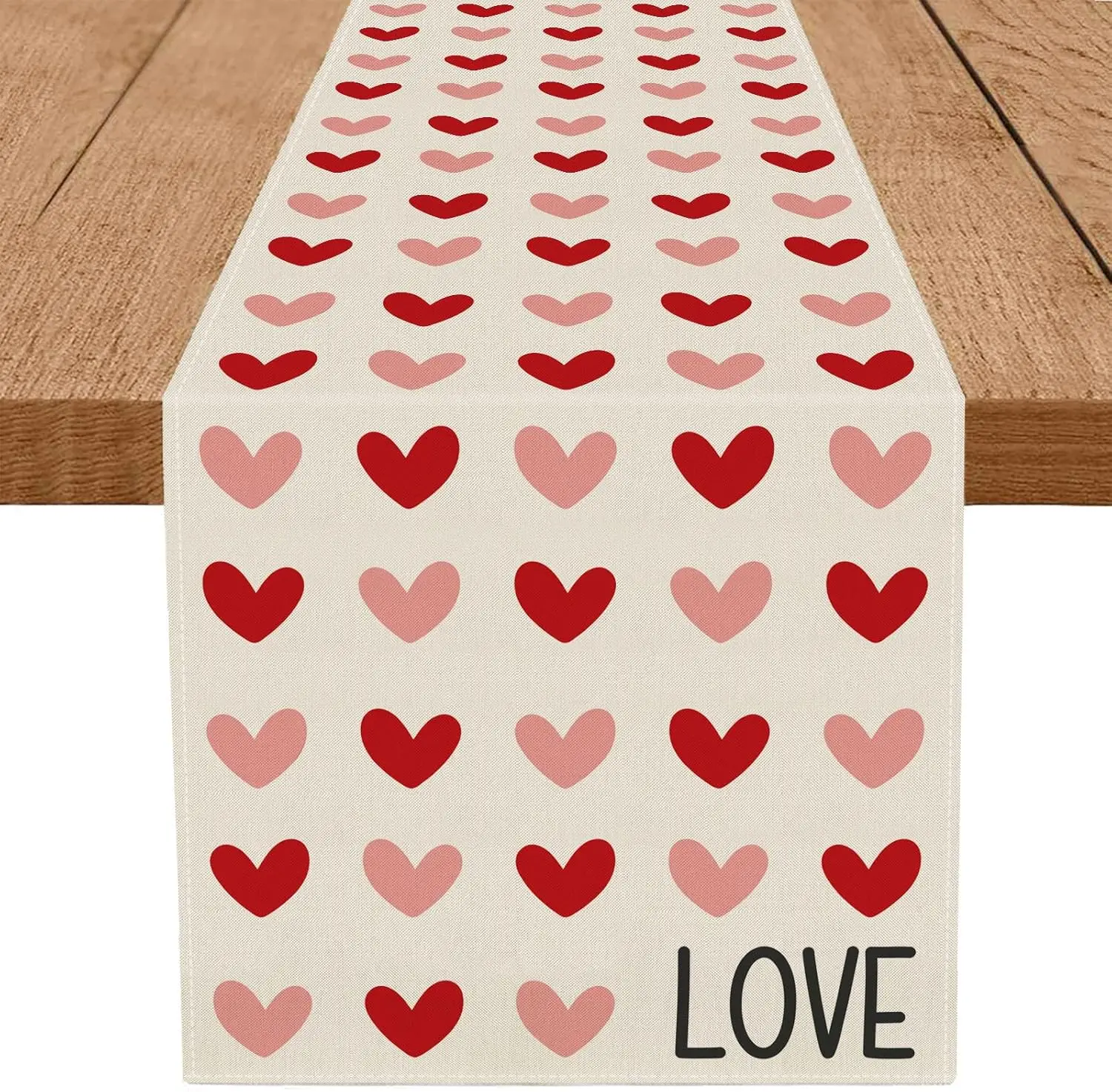 1Pc, Red and Pink Heart Table Runner, Gift for Girlfriend, Suitable for Weddings, Kitchens, Dining Tables, and Family Gatherings, Holiday and Anniversary Decorations, a Must-Have for Home and Kitchen