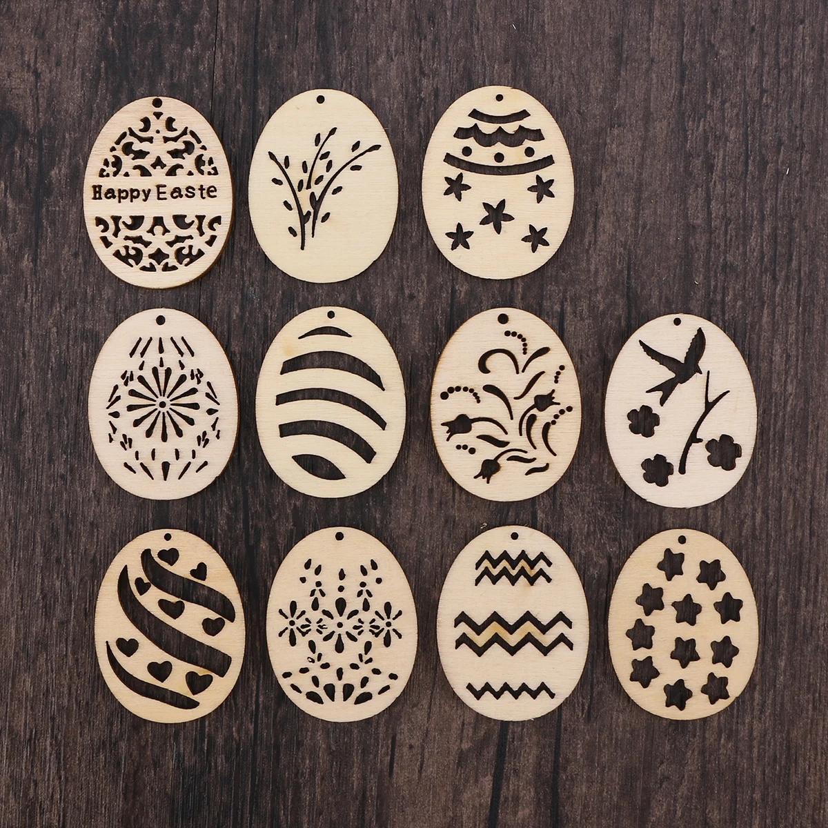 

100 Pcs Decorations Egg Wood Chips Wooden Ornaments Cutouts Heart-shaped DIY Crafts